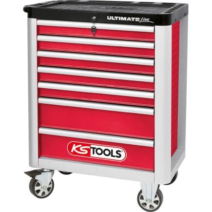 KS TOOLS 886.0007 - Chariot à outils ULTIMATE RED/SILVER avec 7 tiroirs
