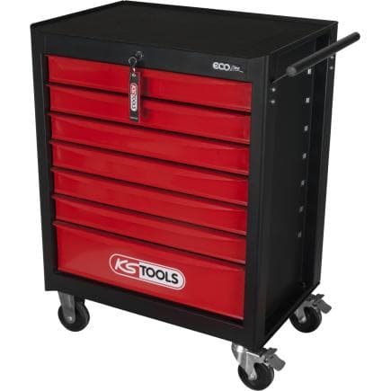 KS TOOLS 896.0007 - ECOline Servante d'atelier NOIR/ROUGE avec 7 tiroirs