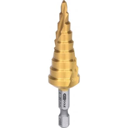 KS TOOLS 330.2384 - 1/4" Forets étagés HSS-TiN sur porte-embouts