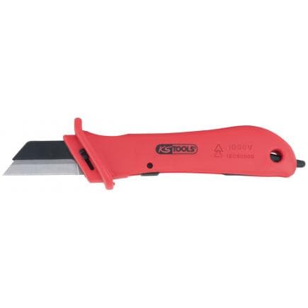 KS TOOLS 117.1148 - Couteau à dénuder avec revêtement isolant et lame interchangeable, 189 mm