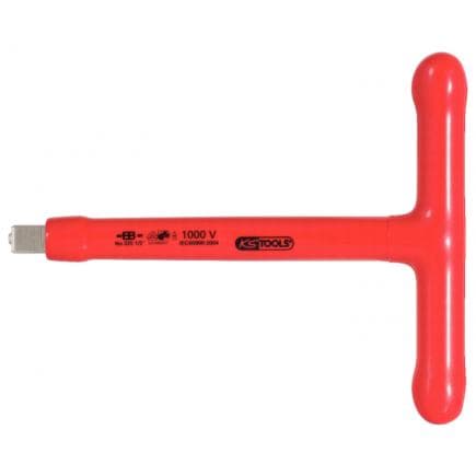 KS TOOLS 117.1205 - Clé carrée mâle 1/2" manche en T avec revêtement isolant et arrêt, 200 mm