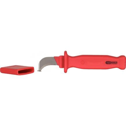 KS TOOLS 117.1296 - Couteau à dénuder avec revêtement isolant et lame crochet, 200 mm