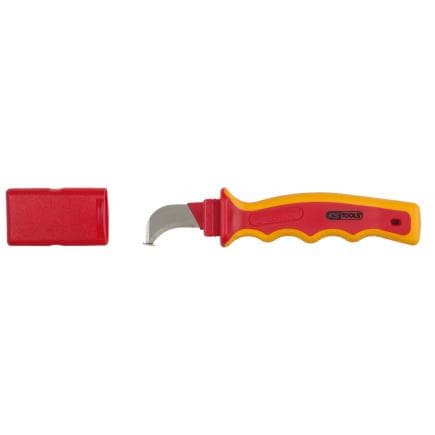 KS TOOLS 117.1331 - Couteau à dénuder avec revêtement isolant et lame crochet, 200 mm