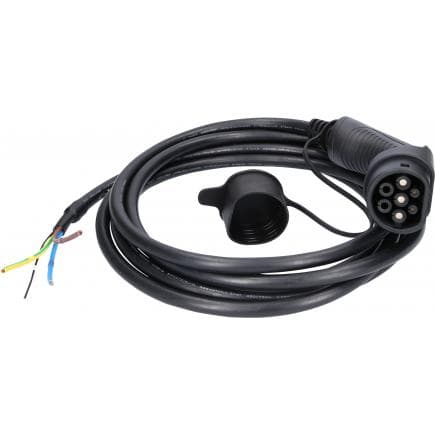 KS TOOLS 117.7255 - Câble de charge efuturo droit, connecteur à extrémité ouverte vers le type 2 pour le raccordement à une borne, monophase,...