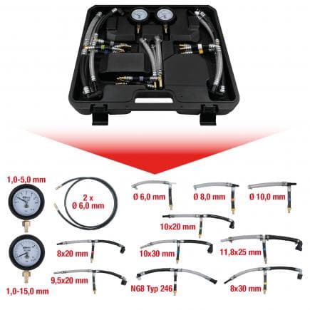 KS TOOLS 150.1845 - Coffret de contrôle basse pression des carburants (14 pcs)