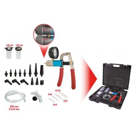 KS TOOLS 150.1900 - Coffret de pompe à pression et dépression (7 pcs)