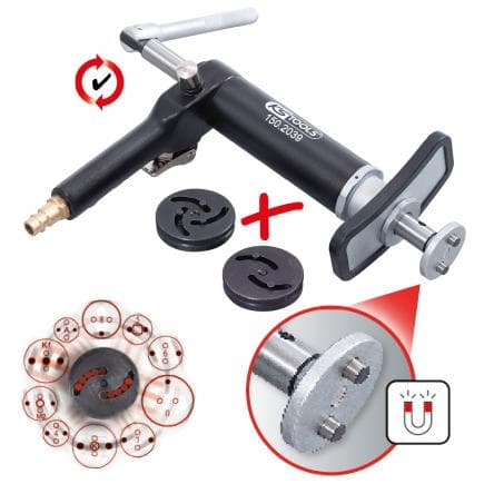 KS TOOLS 150.1925 - Appareil de rotation/pression avec broche air comprimé universel (3 pcs)
