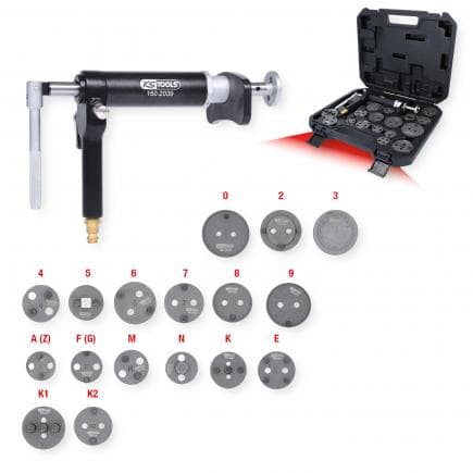KS TOOLS 150.2000 - Jeu de repousses-piston de frein universel avec tige de force pneumatique (18 pcs)