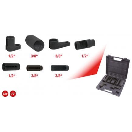 KS TOOLS 150.2100 - 3/8"+1/2" Jeu de douilles pour sensors (7 pcs)