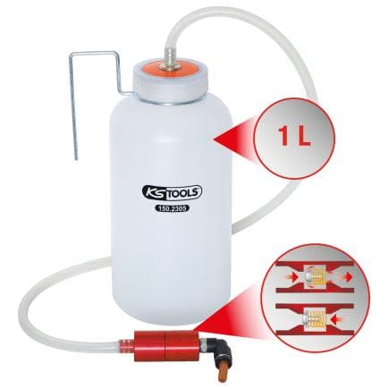 KS TOOLS 150.2305 - Purgeur de frein avec bouteille de récupération, utilisation à une personne