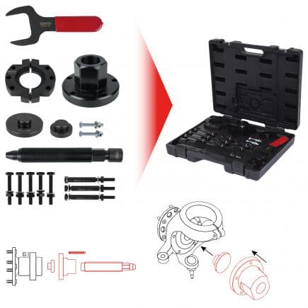 KS TOOLS 150.2370 - Jeu d'outils de palier à roue pour Ford Transit (17 pcs)