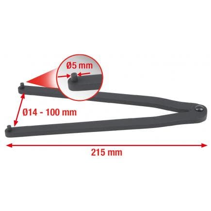 KS TOOLS 150.2407 - Clé à ergots ø 14-100 mm avec ergots de diamètre 5,0 mm