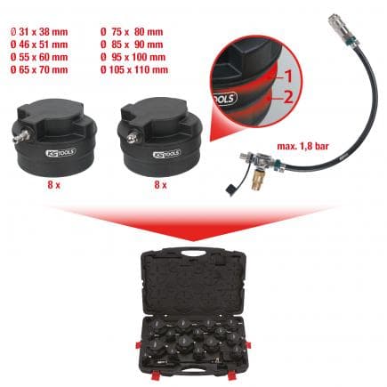 KS TOOLS 150.2520 - Kit de test de pression du système Turbo (17 pcs)