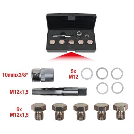 KS TOOLS 150.4915 - Kit de réparation pour bouchons de vidange (12 pcs) M12x1,5