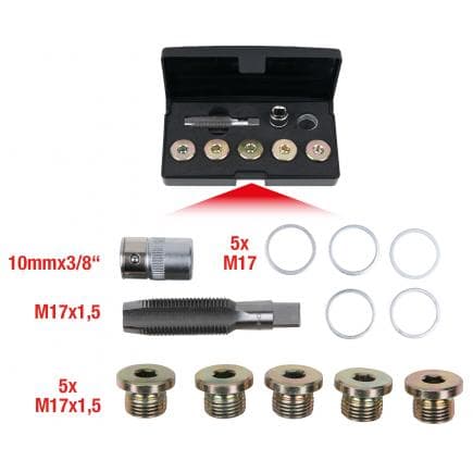 KS TOOLS 150.4930 - Kit de réparation pour bouchons de vidange (12 pcs) M17x1,5