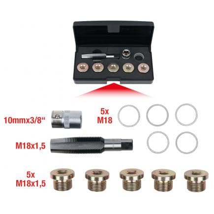 KS TOOLS 150.4935 - Kit de réparation pour bouchons de vidange (12 pcs) M18x1,5