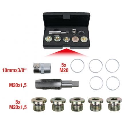 KS TOOLS 150.4940 - Kit de réparation pour bouchons de vidange (12 pcs) M20x1,5