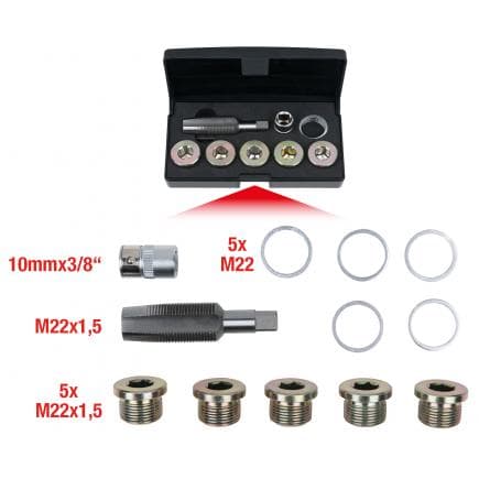 KS TOOLS 150.4945 - Kit de réparation pour bouchons de vidange (12 pcs) M22x1,5