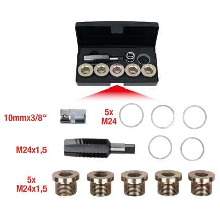 KS TOOLS 150.4950 - Kit de réparation pour bouchons de vidange (12 pcs) M24x1,5