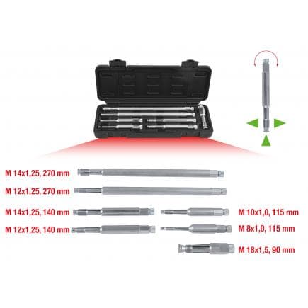 KS TOOLS 150.6500 - Jeu d'outils spéciaux pour la réparation des taraudage de bougies d'allumages et de préchauffage (7 pcs)