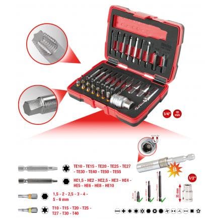 KS TOOLS 150.7060 - Jeu d'extracteurs de vis à six pans creux et Torx 1/4" + 10 mm (34 pcs)