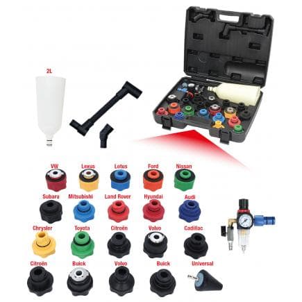 KS TOOLS 150.9130 - MASTER Jeu d'entonnoirs de remplissage d'huile avec raccord pivotant (24 pcs)
