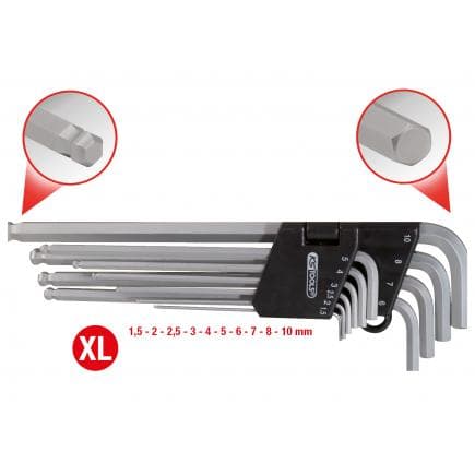 KS TOOLS 151.3200 - Jeu de clé mâle, 6 pans 10pcs extra long