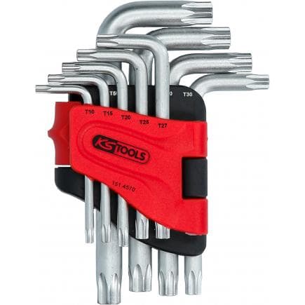 KS TOOLS 151.4570 - Torx Jeu de clé mâle, percé, 9pcs Courtes TB10-TB50