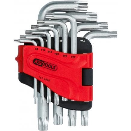 KS TOOLS 151.4840 - Jeu de clés mâles coudées Torx avec alésage, courtes (10 pcs), TB8-TB50
