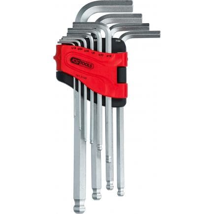 KS TOOLS 151.5100 - Jeu de clés mâles coudées à six pans creux et tête sphérique, longues (10 pcs)