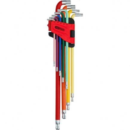 KS TOOLS 151.5210 - Jeu de clés Torx coudées à têtes sphériques, très longue (9 pcs)
