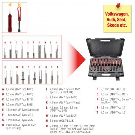 KS TOOLS 154.0165 - Assortiment d'extracteurs de cosses pour connecteurs VAG (20 pcs)
