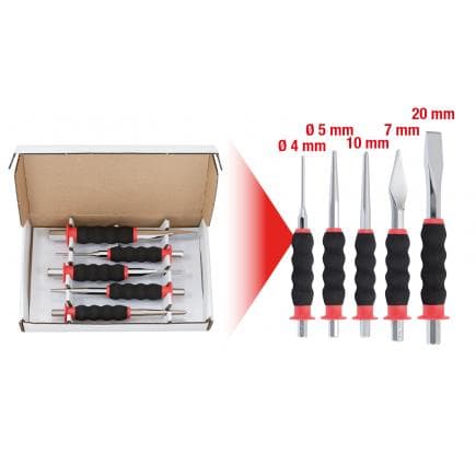 KS TOOLS 156.0240 - Jeu de burins et chasses (5 pcs)