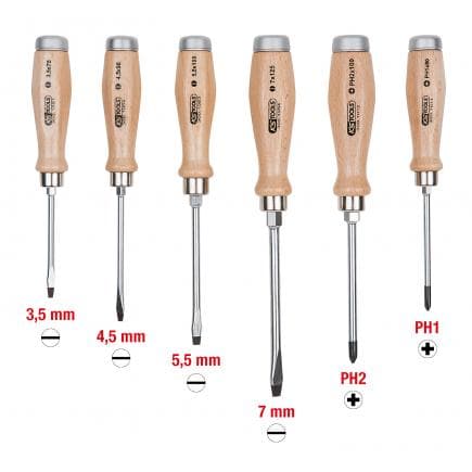 KS TOOLS 300.1050 - Jeu de tournevis à frapper, manche bois (6 pcs)