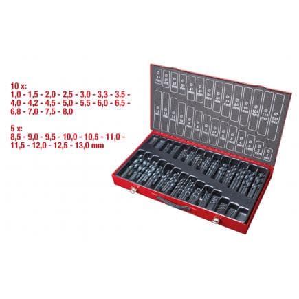 KS TOOLS 330.1650 - Coffret de forets HSS-R laminés (230 pcs), 1-13mm