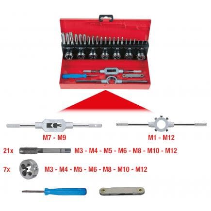 KS TOOLS 331.0632 - Coffret de tarauds et filières, HSS (32pcs)