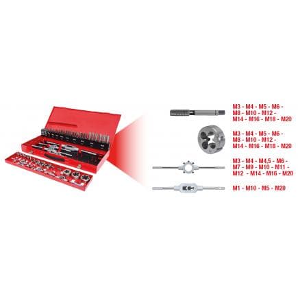 KS TOOLS 331.0654 - Coffret de tarauds et filières, HSS (54pcs)