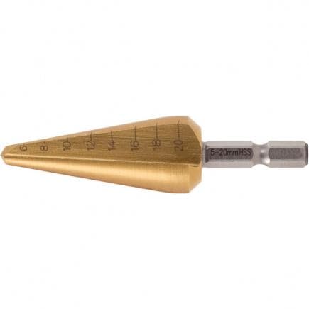 KS TOOLS 336.0033 - Forets aléseurs coniques HSS TiN sur porte-embouts, ø 5-20 mm