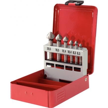 KS TOOLS 336.0416 - Coffret de forets aléseurs HSS Co 5 90° (6 pcs) en box métal