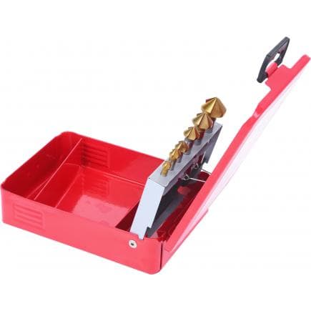 KS TOOLS 336.0426 - Jeu de forets aléseurs HSS TiN 90°, en box métal (6 pcs)