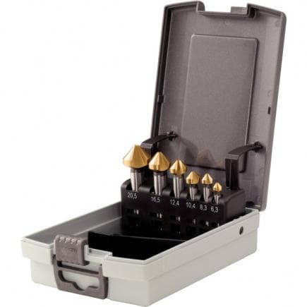 KS TOOLS 336.0466 - Coffret de forets aléseurs HSS TiN 90° (6 pcs), en box PVC