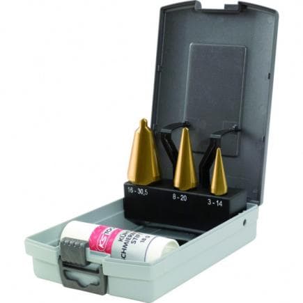 KS TOOLS 336.0553 - Coffret de forets aléseurs coniques HSS TiN, en box PVC (4 pcs)