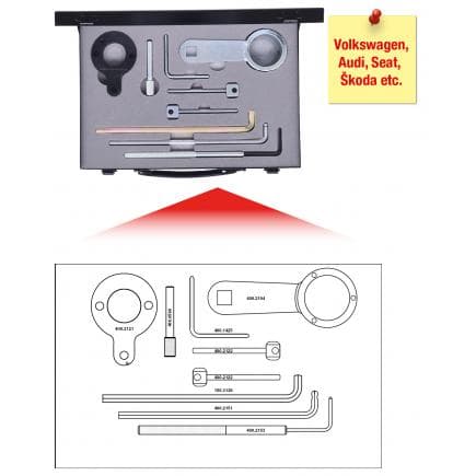 KS TOOLS 400.2120 - Jeu d'outils de réglage moteur pour VAG, Audi, Seat, Škoda, Volkswagen (9 pcs)
