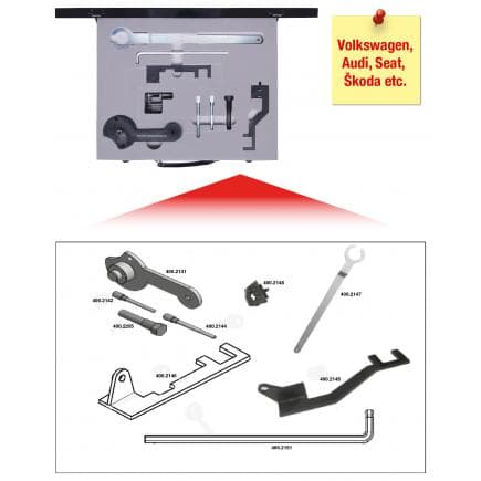 KS TOOLS 400.2140 - Jeu d'outils de réglage moteur pour VAG, Audi, Seat, Škoda, Volkswagen (9 pcs)