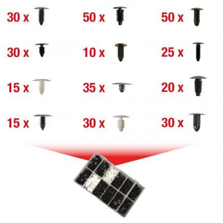KS TOOLS 420.0900 - Jeu de clips de fixation - faisceaux de câbles (340 pcs)
