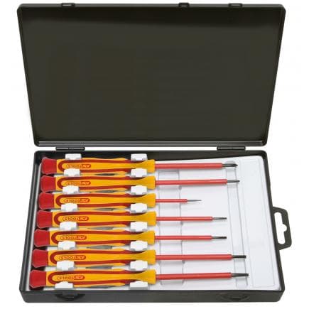 KS TOOLS 500.6165 - Tournevis de précision avec revêtement isolant pour vis cruciforme PH-jeu de (7 pcs)