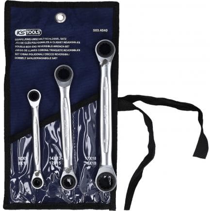 KS TOOLS 503.4540 - Jeu de clés polygonales à cliquet réversible 4 en 1 GEAR plus (3 pcs)