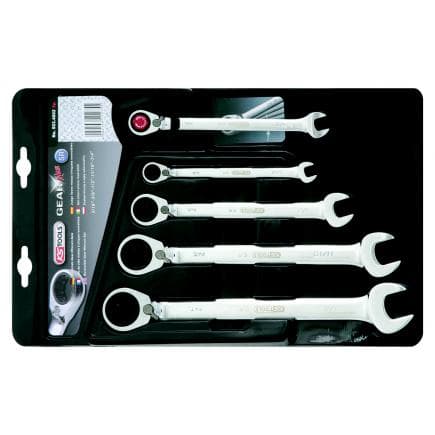 KS TOOLS 503.4602 - Jeu de clés mixtes à cliquet réversible GEAR plus 5/16"-3/4" (5 pcs)