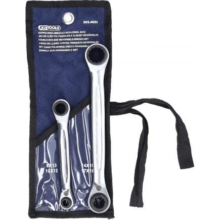 KS TOOLS 503.4655 - Jeu de clés polygonales à cliquet réversible 4 en 1 GEAR plus 8-19mm (2 pcs)
