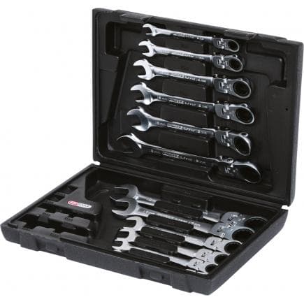 KS TOOLS 503.4865 - Jeu de clés mixtes à cliquet à tête inclinable à verrouillage GEAR plus (12 pcs)